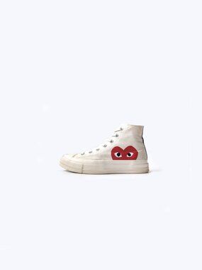 Comme Des Garcons PLAY Beige Converse High Top Sneakers Womens Size 7